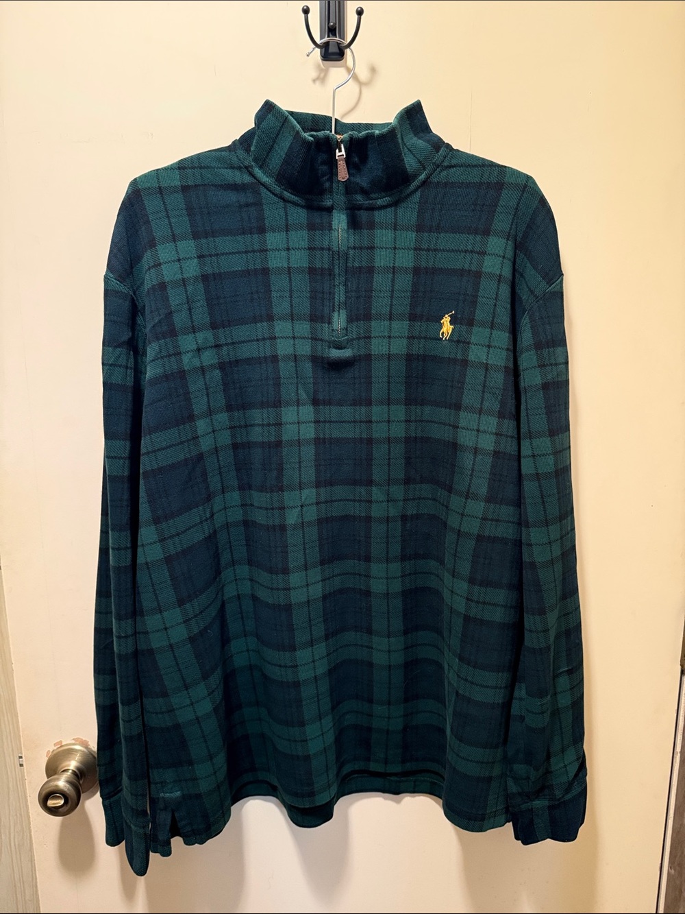 Polo by Ralph Lauren Dark Green Plaid Quarter-Zip Pullover